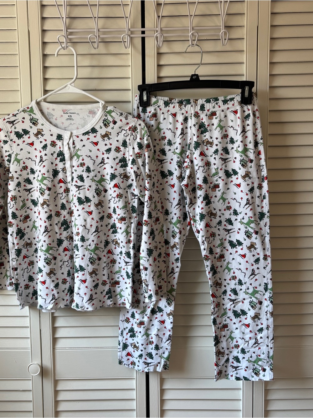 Roller Rabbit White Holiday Tree & Reindeer Pajama Set